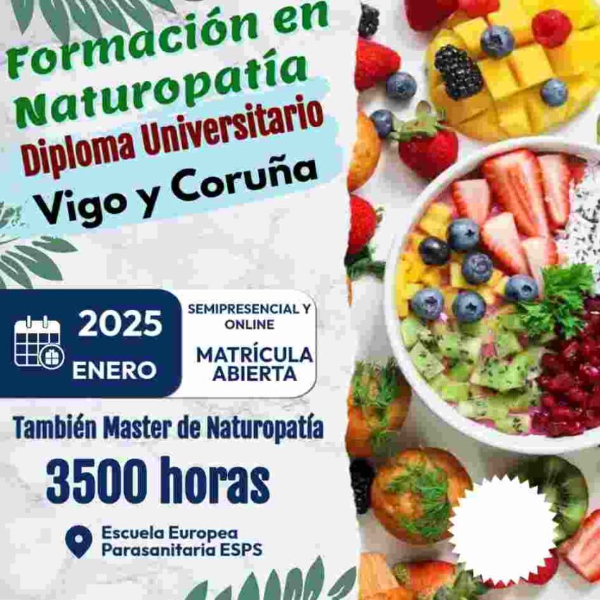 curso de naturopatia en Coruña, Pontevedra, Coruña Santiago y Madrid